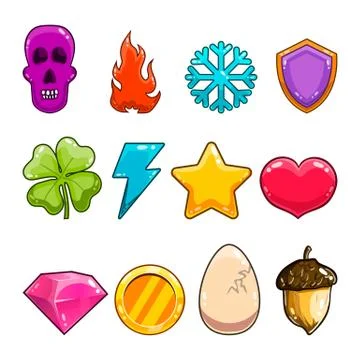 Big set with game items icon Stock Illustration