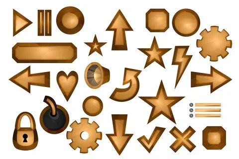 Big set of gaming elements isolated on white background. Design for computer イラスト素材