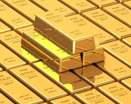 Big Set of Gold bars Ilustración de archivo