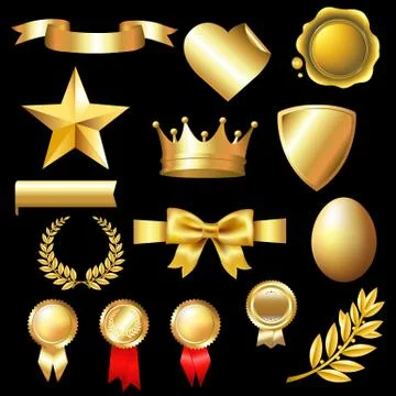 Big set of gold elements Stock Illustration