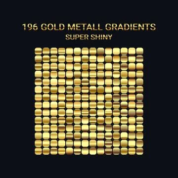 Big Set of Gold Gradient templates. Shiny gradients for digital design. Pure Stock Illustration