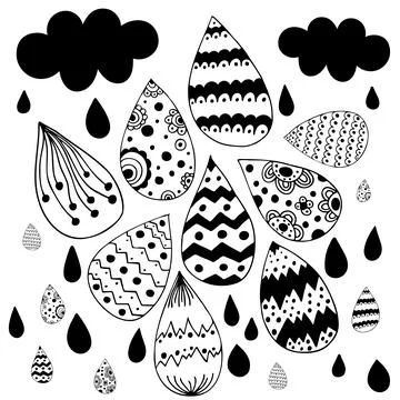 Big set of hand drawn abstract shape, drops, elements, doodles Illustrazione stock