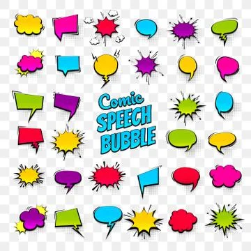 Big set hand drawn effects comic speech bubbles Stock Illustration