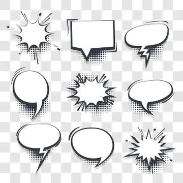 Big set hand drawn effects comic speech bubbles Stock Illustration