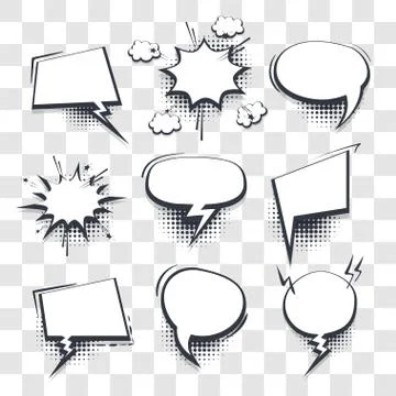 Big set hand drawn effects comic speech bubbles Stock Illustration