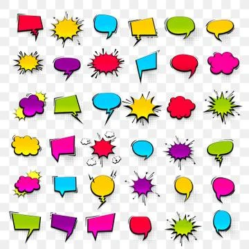 Big set hand drawn effects comic speech bubbles Stock Illustration