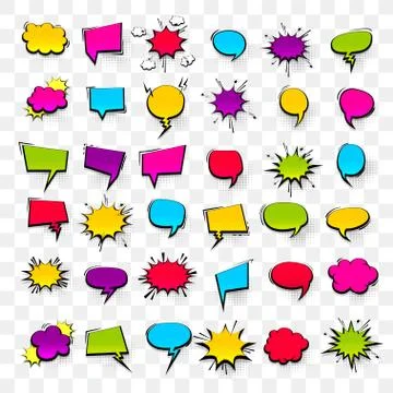Big set hand drawn effects comic speech bubbles Stock Illustration