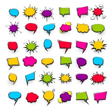 Big set hand drawn effects comic speech bubbles Stock Illustration