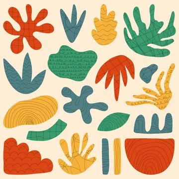 Big set of Hand drawn various colorful shapes Stock Illustration