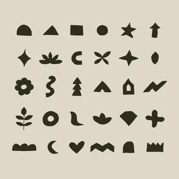 Big set of hand drawn various shapes and doodle objects. Stock Illustration