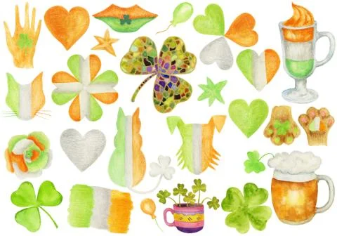 Big set for Happy Saint Patrick's Day celebration Illustrazione stock