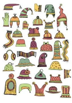 Big Set of Hats - Vector Stock-Illustration