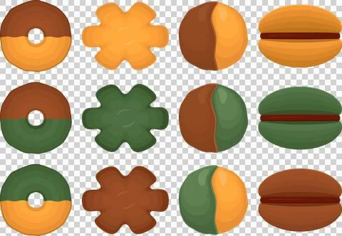 Big set homemade cookie different taste in pastry biscuit Stock Illustration