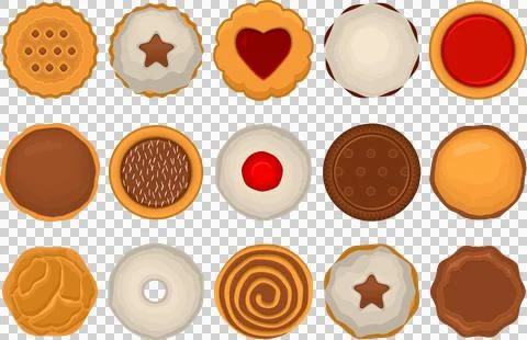 Big set homemade cookie different taste in pastry biscuit Stock Illustration