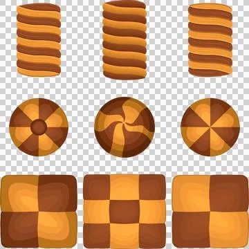 Big set homemade cookie different taste in pastry biscuit Stock Illustration