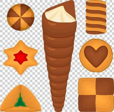 Big set homemade cookie different taste in pastry biscuit Stock Illustration