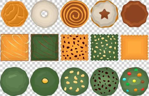 Big set homemade cookie different taste in pastry biscuit Stock Illustration