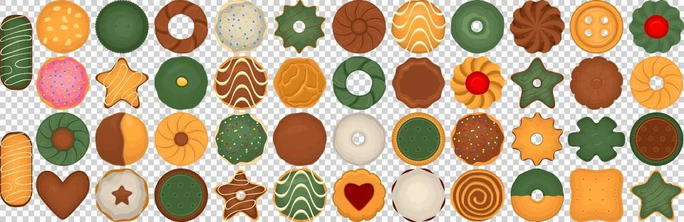 Big set homemade cookie different taste in pastry biscuit Stock Illustration