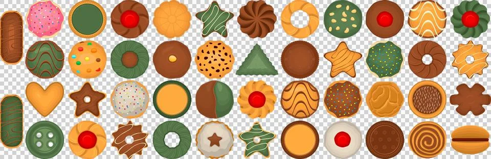 Big set homemade cookie different taste in pastry biscuit Stock Illustration