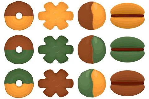 Big set homemade cookie different taste in pastry biscuit Stock Illustration