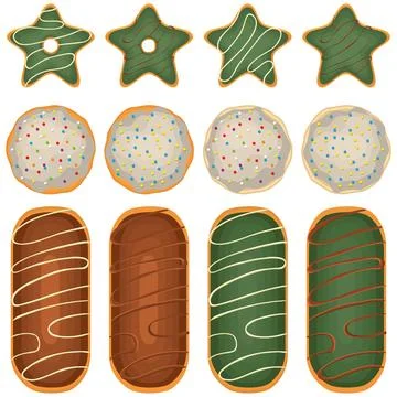 Big set homemade cookie different taste in pastry biscuit Stock Illustration