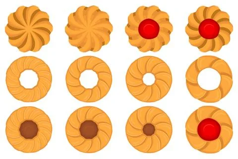 Big set homemade cookie different taste in pastry biscuit Stock Illustration