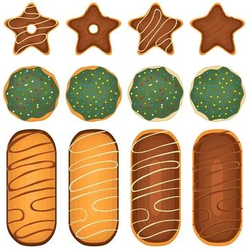 Big set homemade cookie different taste in pastry biscuit Stock Illustration