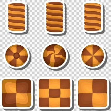 Big set homemade cookie different taste in pastry biscuit Stock Illustration