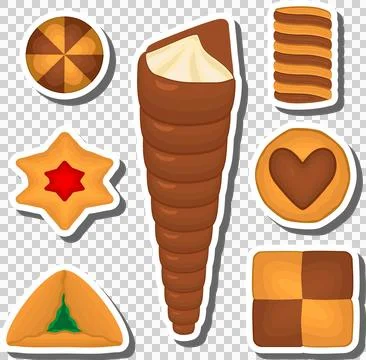 Big set homemade cookie different taste in pastry biscuit Ilustración de archivo