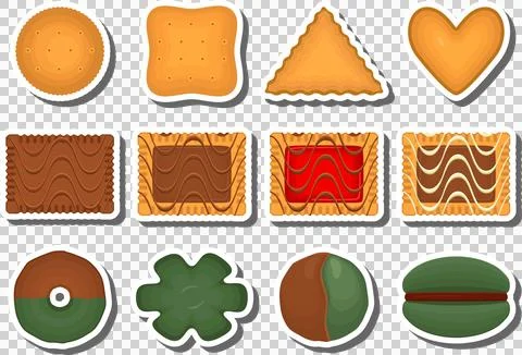Big set homemade cookie different taste in pastry biscuit Stock Illustration