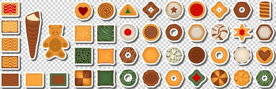 Big set homemade cookie different taste in pastry biscuit 스톡 일러스트