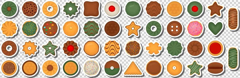 Big set homemade cookie different taste in pastry biscuit Stock Illustration