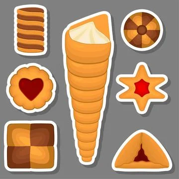Big set homemade cookie different taste in pastry biscuit Ilustración de archivo