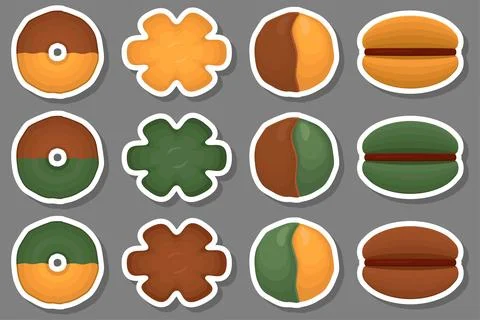 Big set homemade cookie different taste in pastry biscuit Stock Illustration
