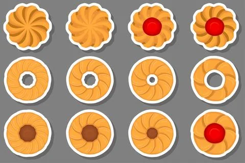 Big set homemade cookie different taste in pastry biscuit Stock Illustration