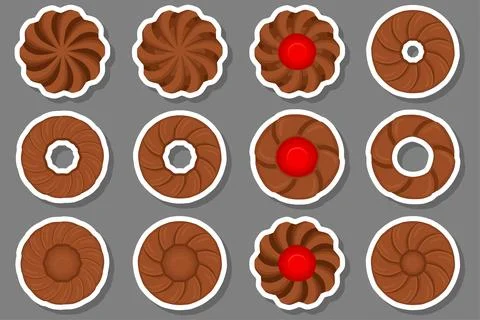 Big set homemade cookie different taste in pastry biscuit Stock Illustration