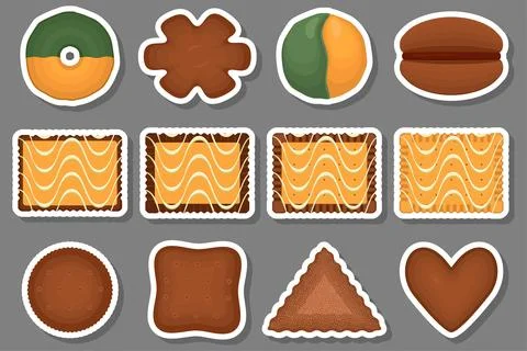 Big set homemade cookie different taste in pastry biscuit Illustrazione stock