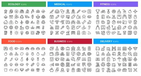 Big set Icons collection Stock Illustration