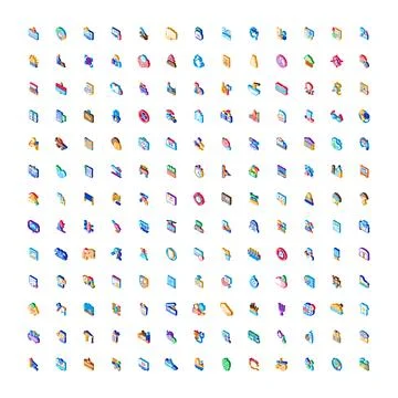 Big set isometric diverse icons business technology social media Stock Illustration