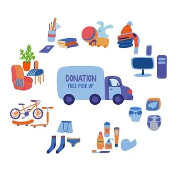 Big set of items you can donate. Stock Illustration