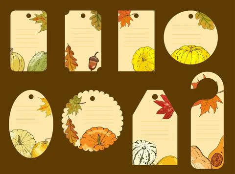 Big Set of labels whith simbol autumn. Illustrazione stock