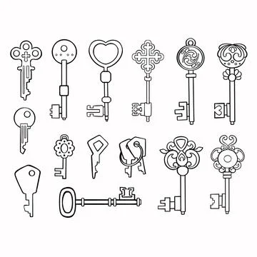 Big set of linear keys, vector illustration eps10 Stock Illustration