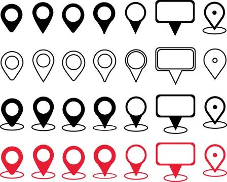 Big Set Location icon. Map pin sign. location pin place marker Stock Illustration