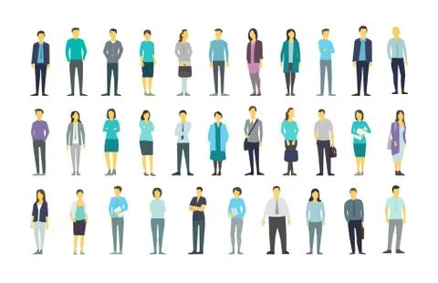 Big set a lot of people bundle in line crowd many persons. Stock vector Stock Illustration