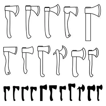 Big set of lumberjack axe illustrations. Design element for poster, emblem,.. Illustration