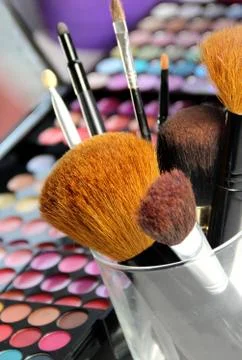 Big set of make-up brushes Stock Photos