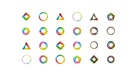 Big set of minimal geometric multicolor symbol set shapes. Trendy icons and l Stock Illustration