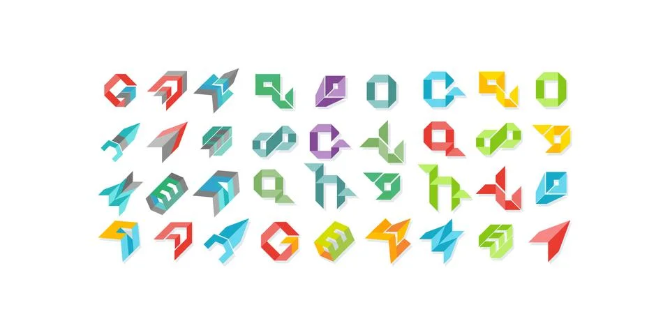 Big set of minimal geometric multicolor symbol set shapes. Trendy icons and l Stock Illustration