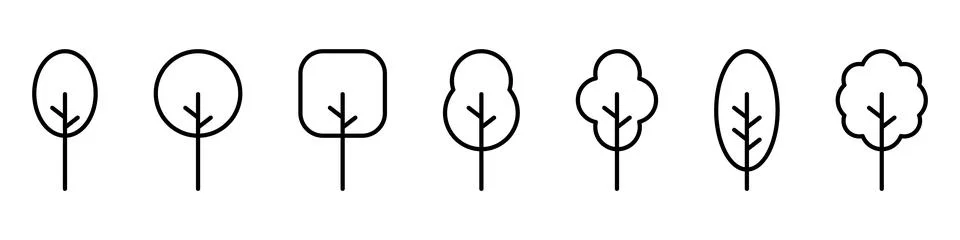 Big set of minimal trees linear icons. Vector illustration Stock Illustration