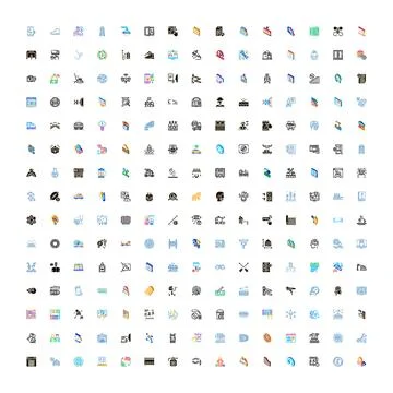 Big set modern flat design concept icons Stockillustratie